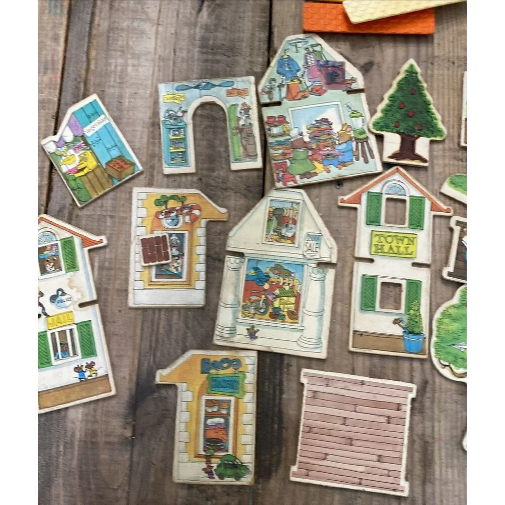 Vtg Playskool Richard Scarry Puzzletown Lot Farm Doctor Office Replacement Parts